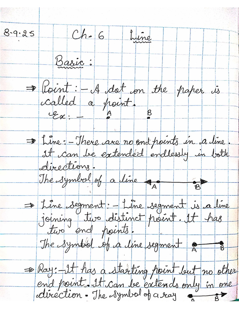 Maths Ch6 Basic About Lines(Today's Work) (1) | PDF