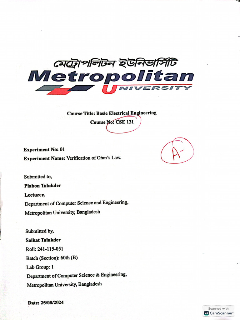 BEE Lab Report (Saikat Talukder) | PDF
