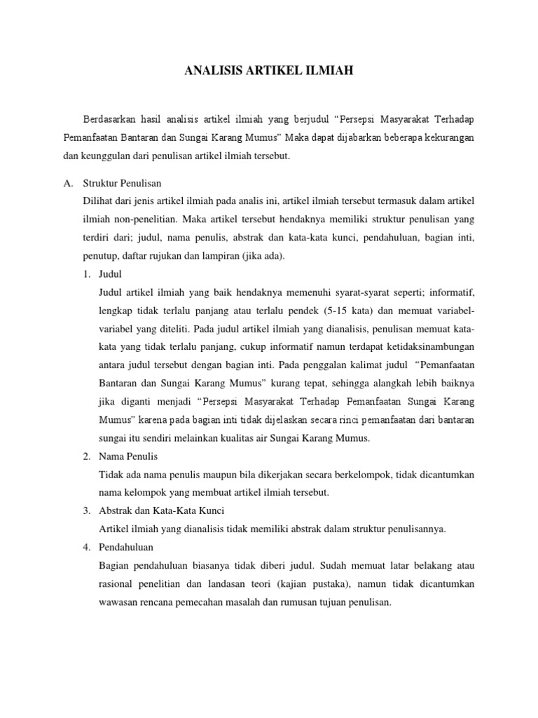 Analisis Artikel Ilmiah Pdf