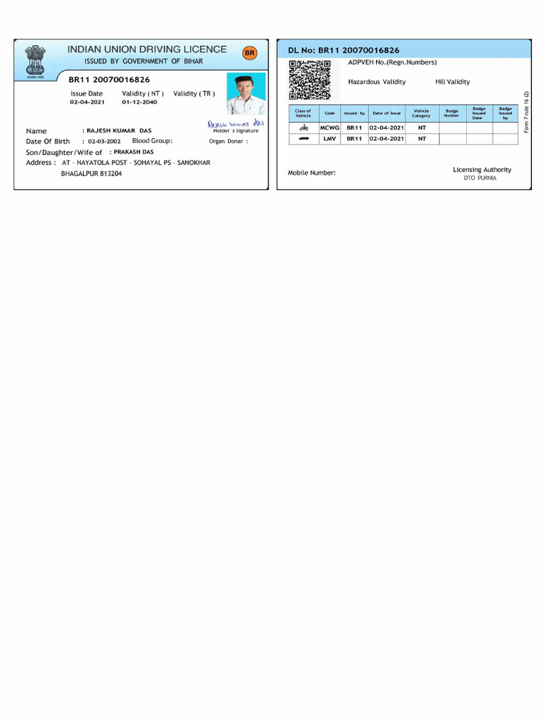 Driving Licence | PDF