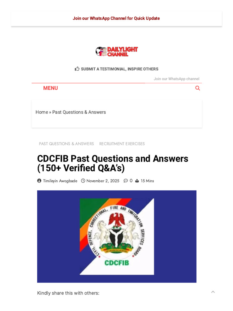 CDCFIB Past Questions and Answers (150+ Verified Q&A's) - Dailylight ...