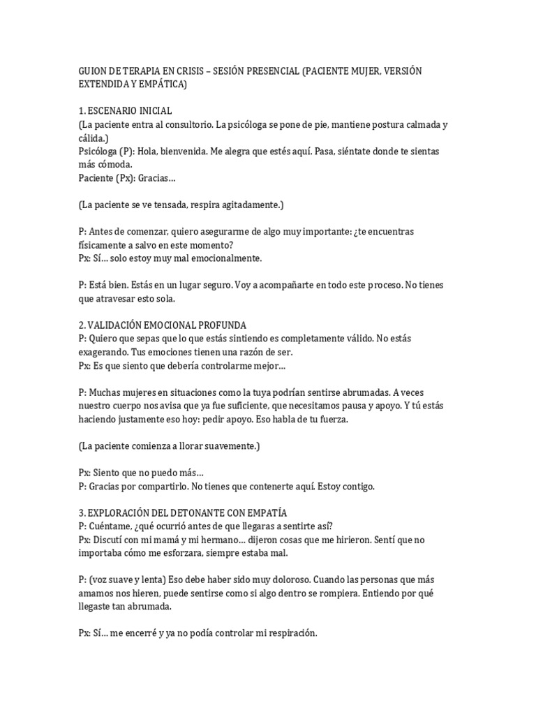 Guion de Terapia en Crisis para Mujeres | PDF | Las emociones | Sicología