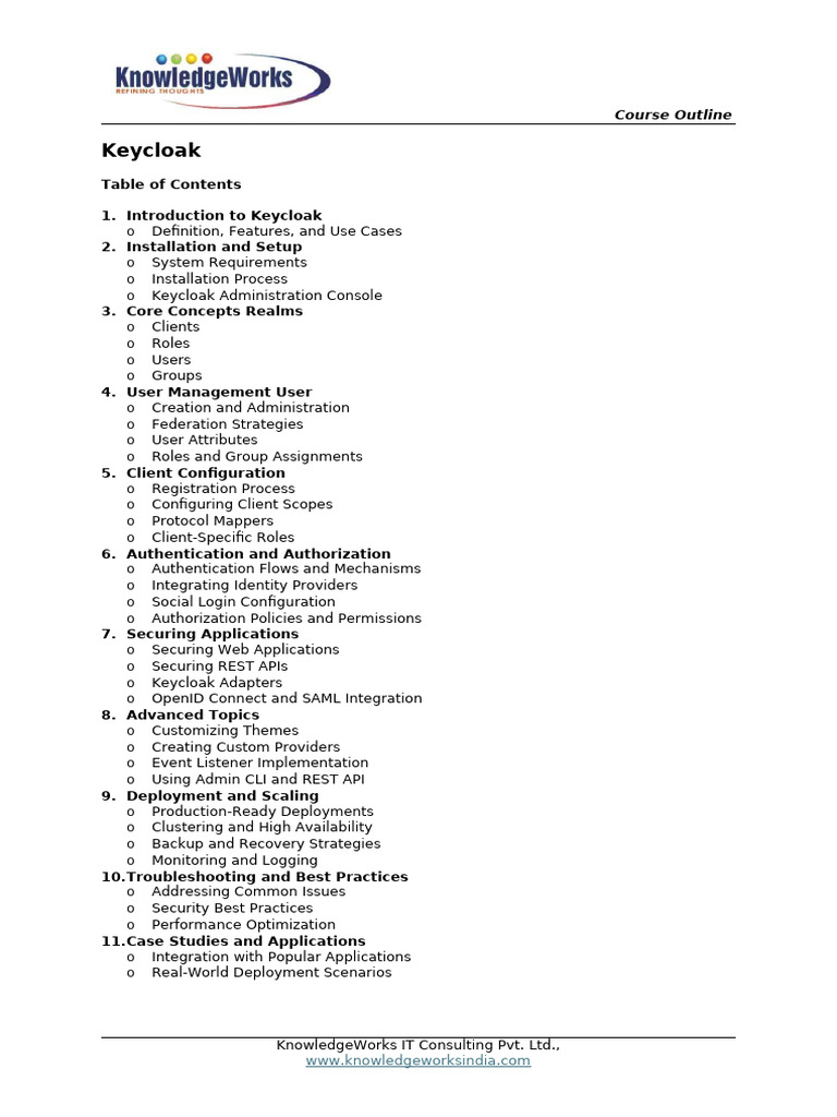 Keycloak Course Outline and Guide | PDF