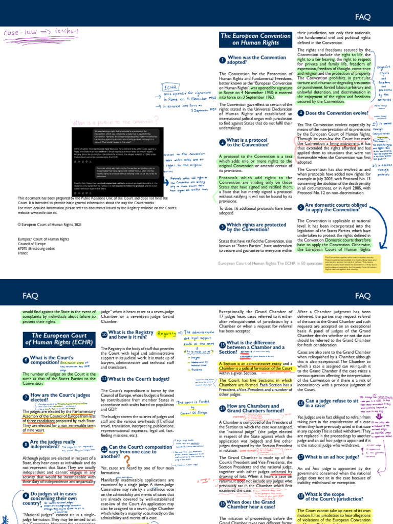 ECHR Explained: 50 Key Questions | PDF | European Convention On Human ...