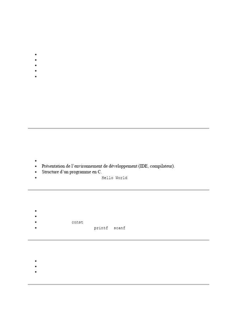 Syllabus du Cours de Programmation C | PDF | Programmation informatique ...