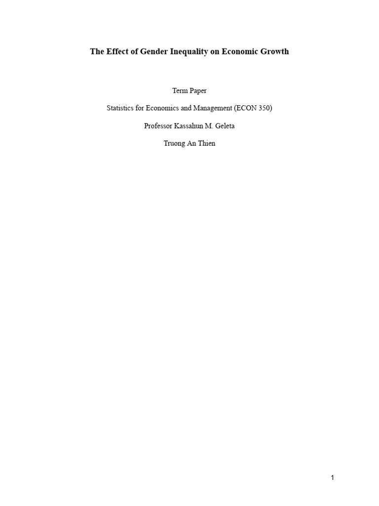 Gender Inequality's Impact on Economic Growth | PDF | P Value ...