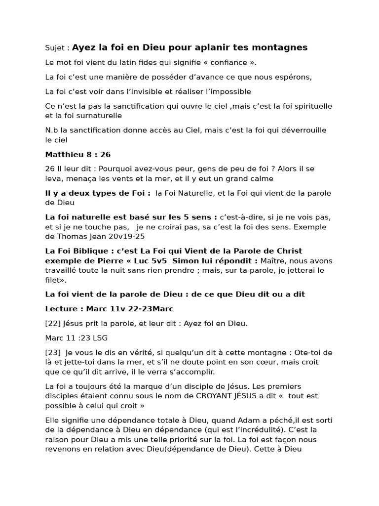 Foi en Dieu : Déverrouiller les miracles | PDF | Foi | Dieu