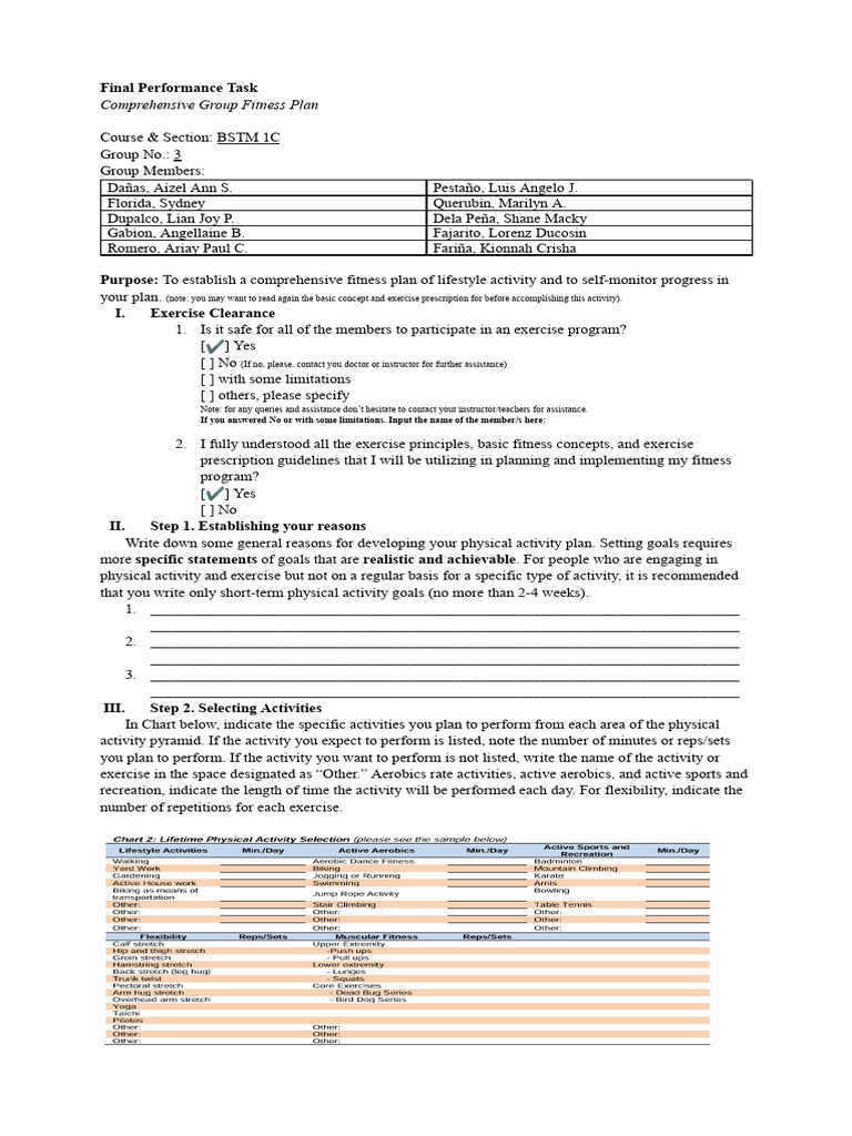 Pathfit 1 Final Performance Taskgroup 3 Docx Pdf