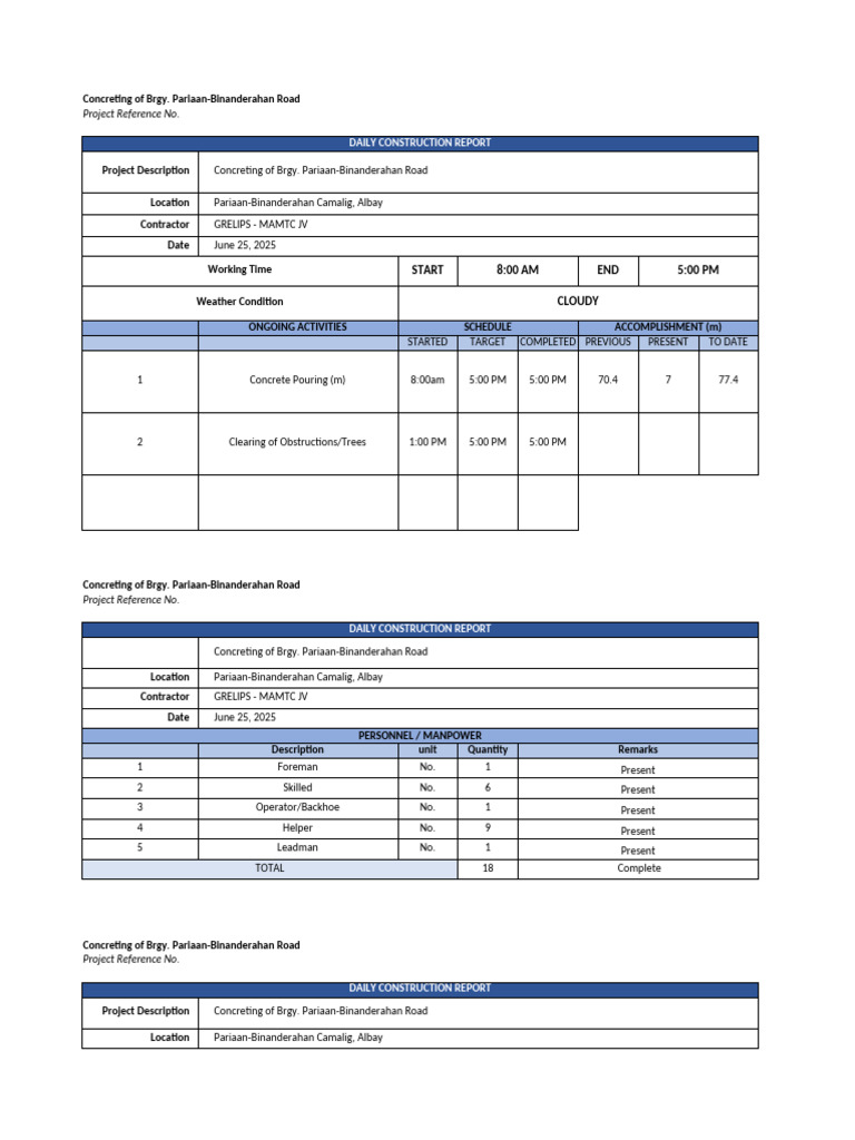 Construction Daily Report 06-25-2025 | PDF | Building Technology ...