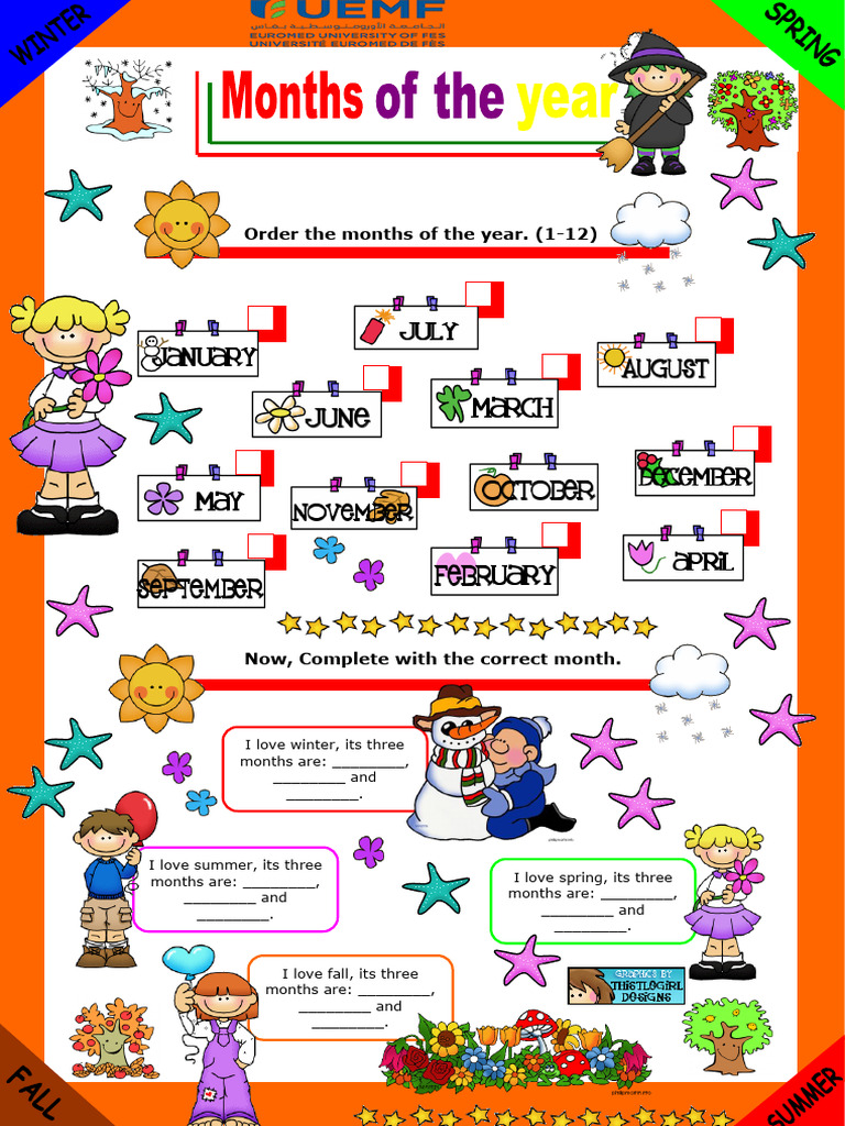Seasonal Months of the Year Activity | PDF