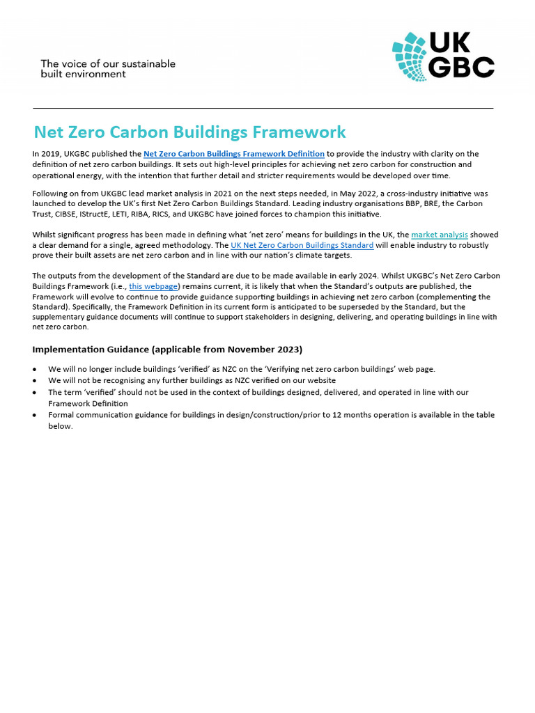UK Net Zero Carbon Buildings Guidance | PDF