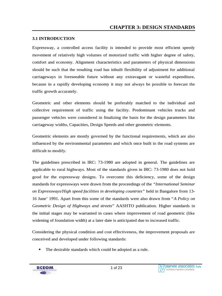 Expressway Design Standards Overview | PDF | Lane | Interchange (Road)