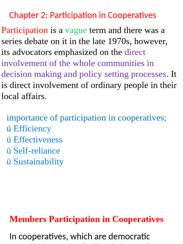 Member Participation in Cooperatives | PDF | Cooperative | Committee