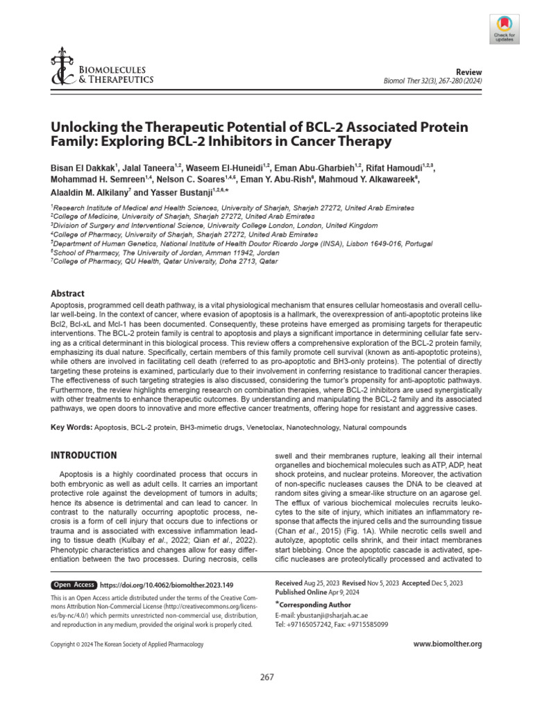 BCL-2 Protein Family in Cancer Therapy | PDF | Apoptosis | Bcl 2