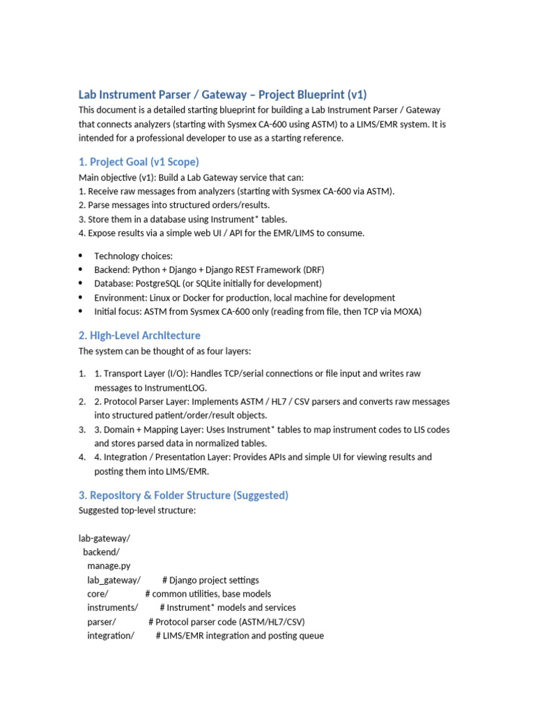 Lab Instrument Parser Blueprint Guide | PDF | Parsing | Transmission ...