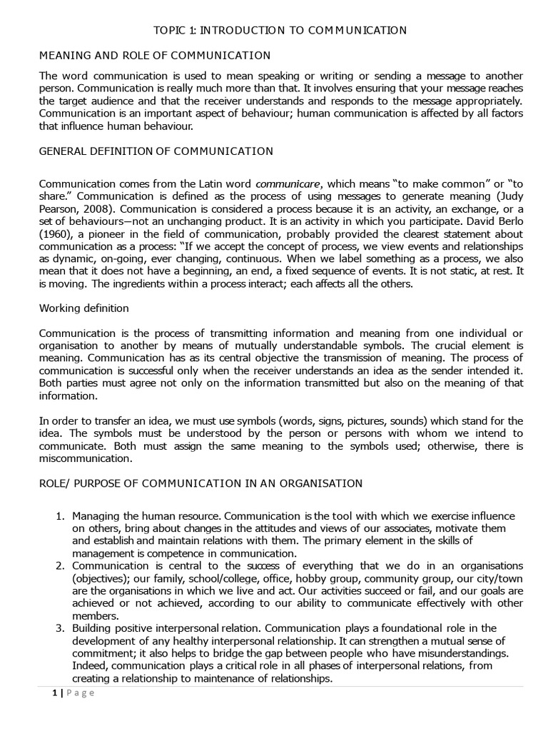 Understanding Communication's Role | PDF | Communication | Nonverbal ...