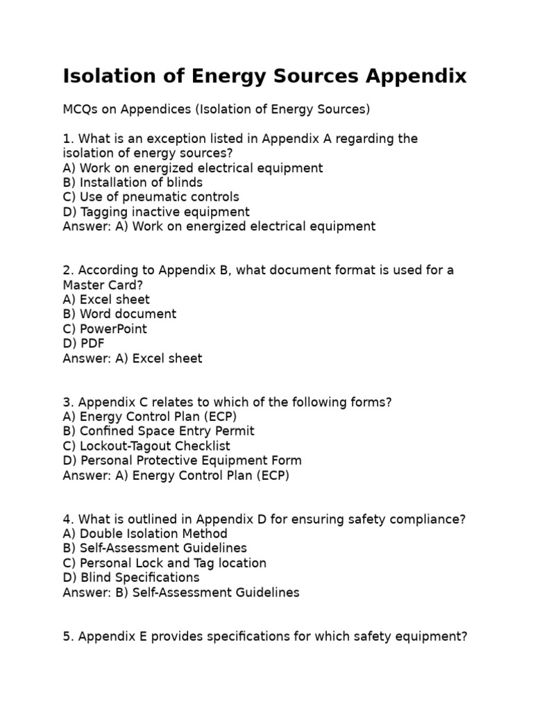 Isolation of Energy Sources Appendix 20250717180218 | PDF | Safety ...