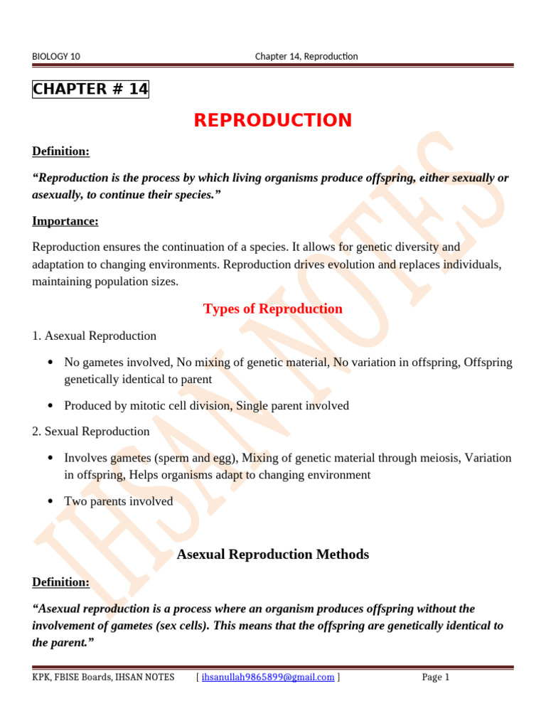 Asexual and Sexual Reproduction in Biology | PDF | Sexual Reproduction ...