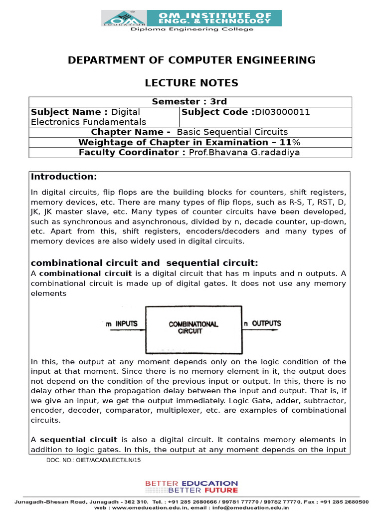 Digital Electronics: Sequential Circuits | PDF | Logic Gate | Electronics