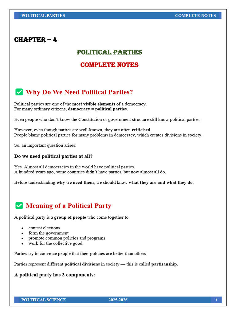 Understanding Political Parties in Democracy | PDF | Political Parties ...