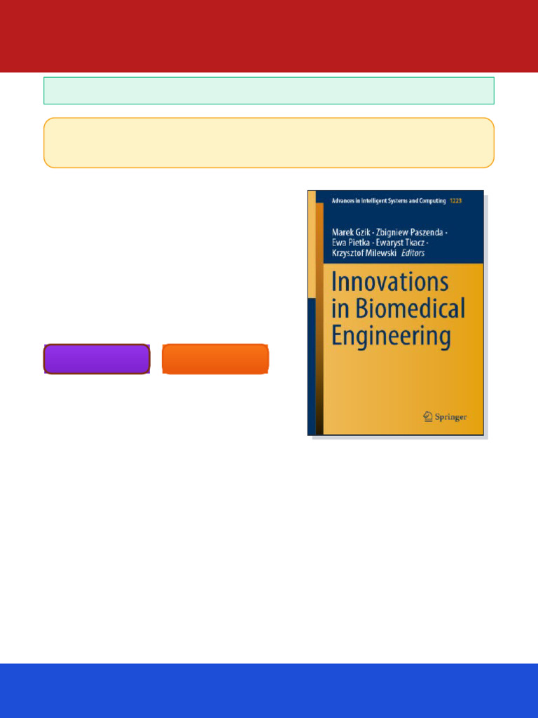 Innovations in Biomedical Engineering Marek Gzik Ebook Retouched PDF ...