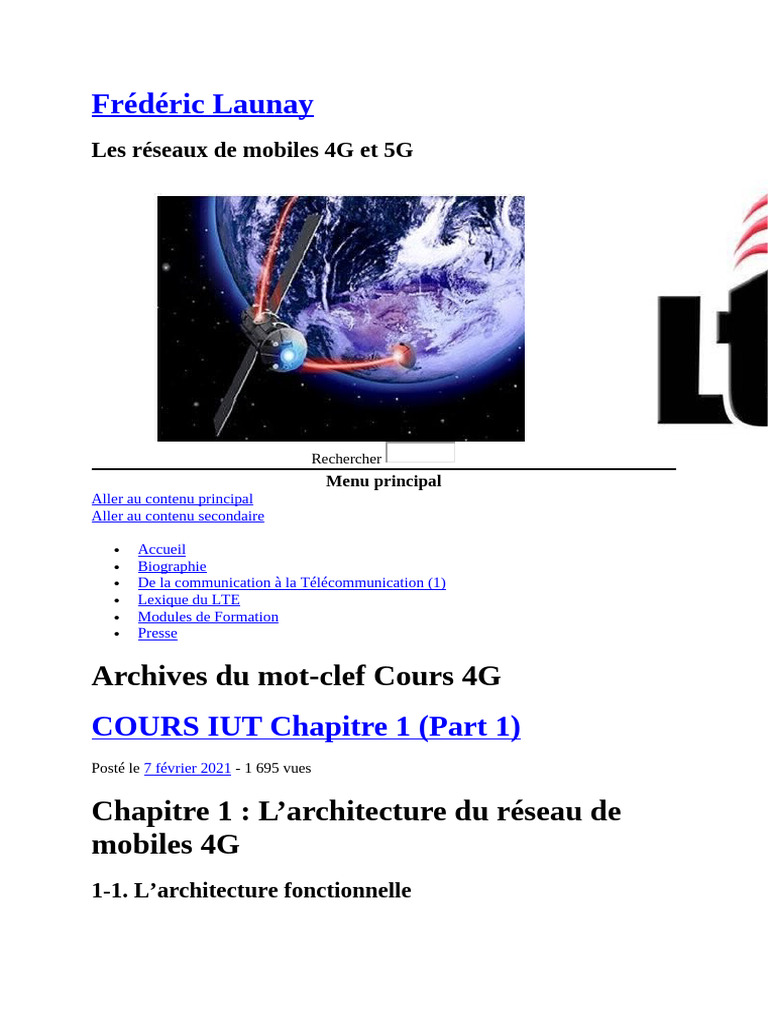 Architecture des réseaux mobiles 4G | PDF | LTE (Télécommunication ...
