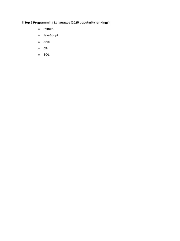 Top 5 Programming Languages | PDF
