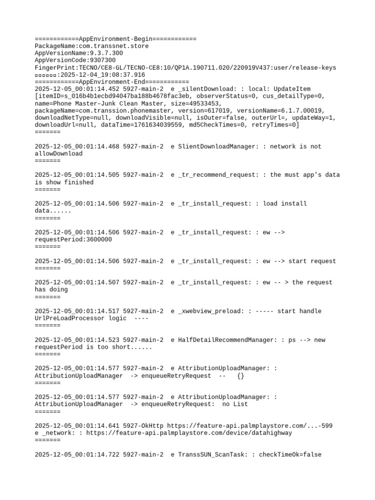 App Environment and Update Logs | PDF | Software | Computing