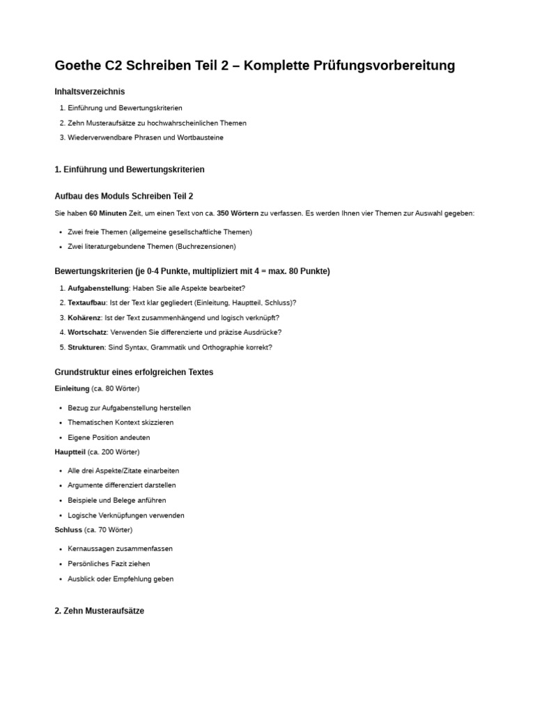 Goethe C2 Schreiben Komplett | PDF
