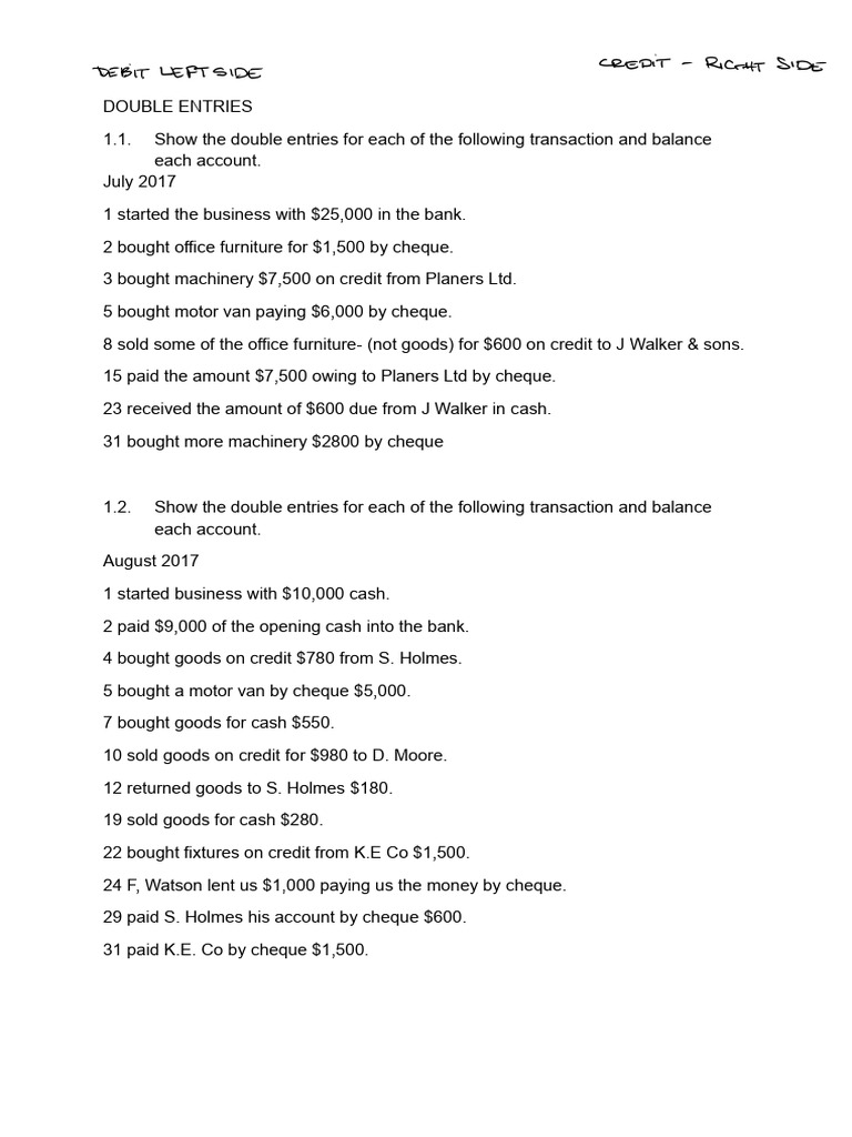 Double Entry Accounting Transactions | PDF