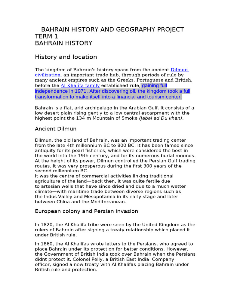 Bahrain's History and Geography Overview | PDF | Bahrain