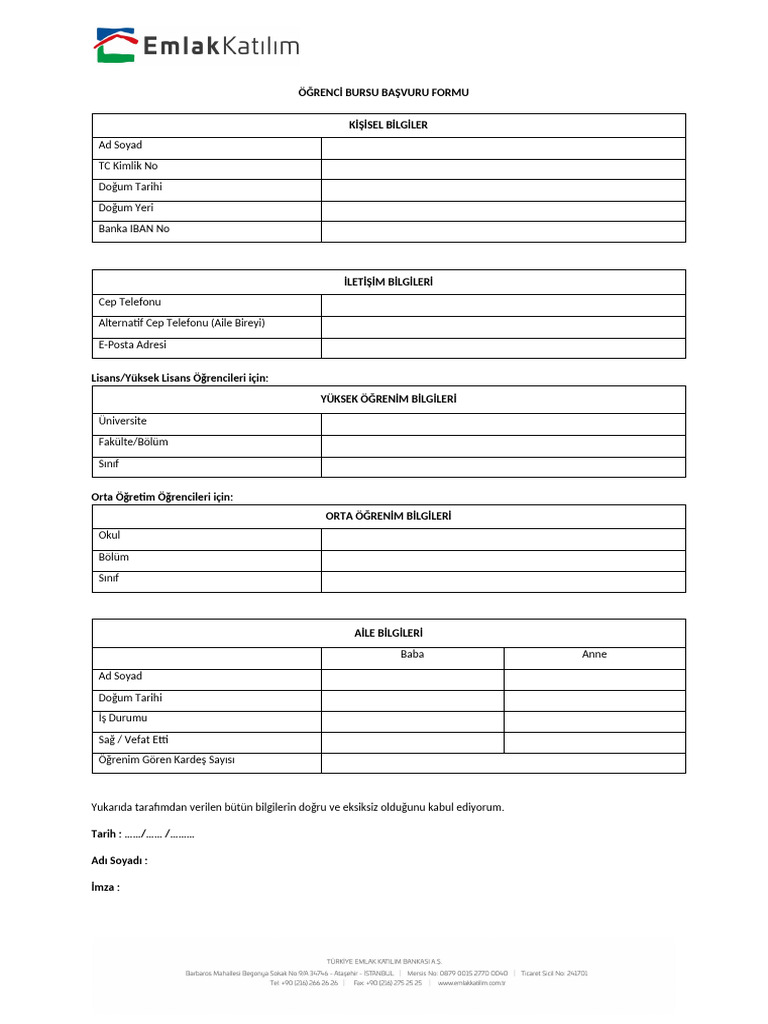 Burs Başvuru Formu | PDF