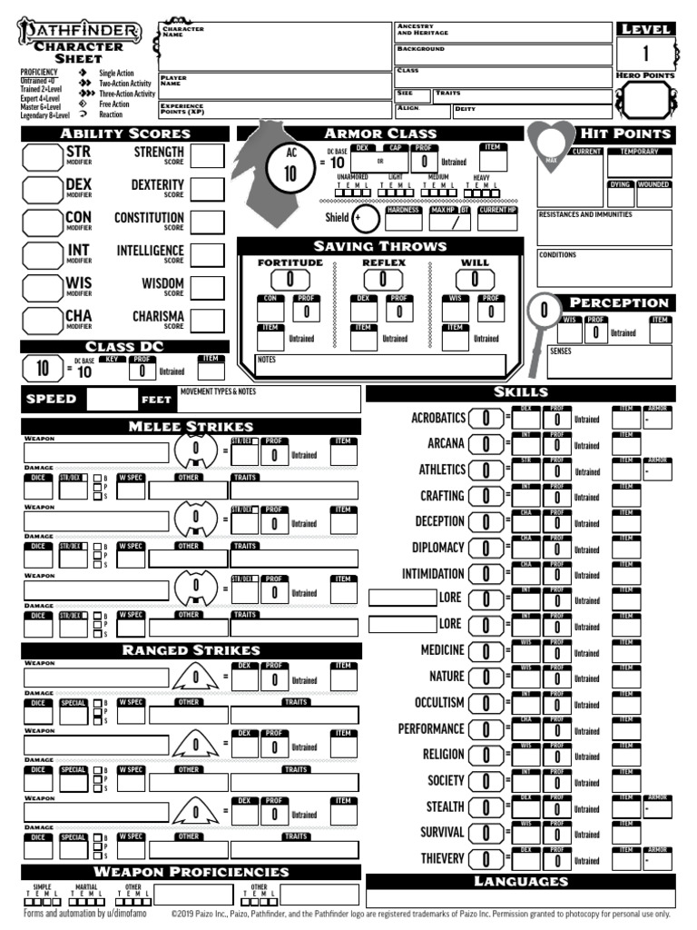 Pathfinder Character Sheet Overview | PDF | Fantasy Role Playing Games ...