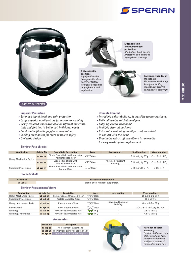Bionic Face Shields and Accessories Guide | PDF