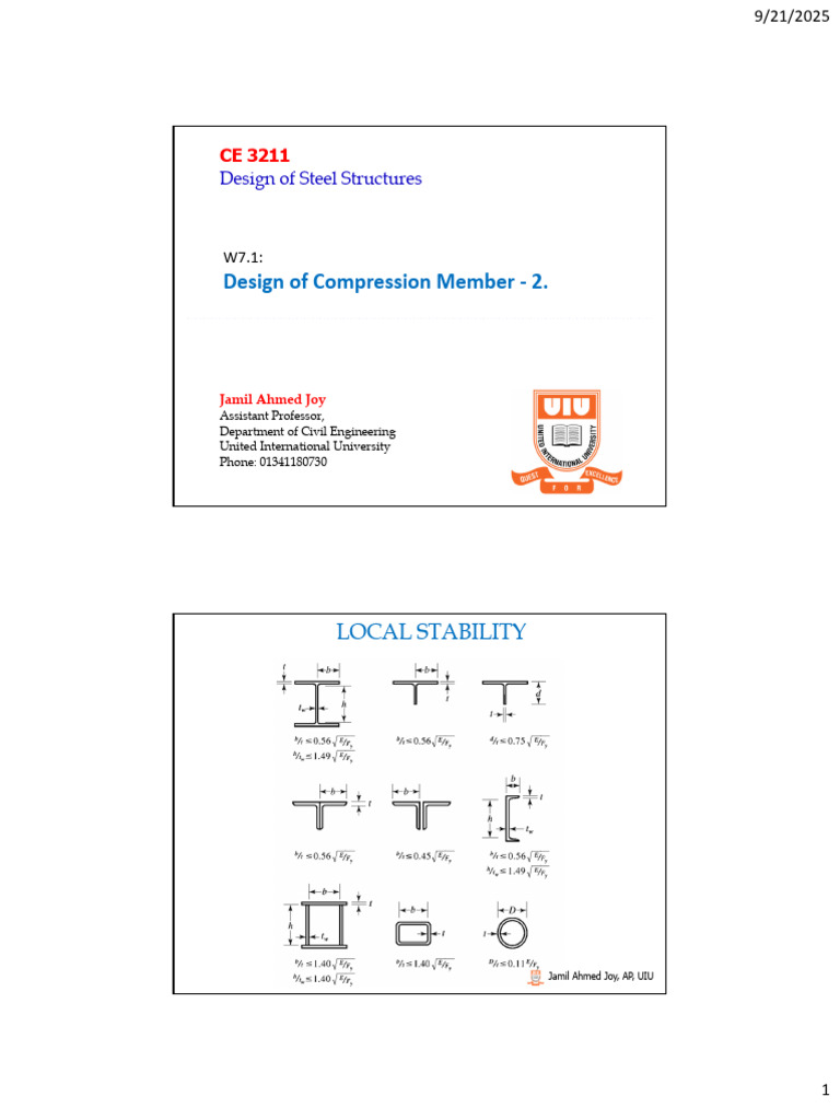 Local Stability in Steel Compression Members | PDF | Column ...