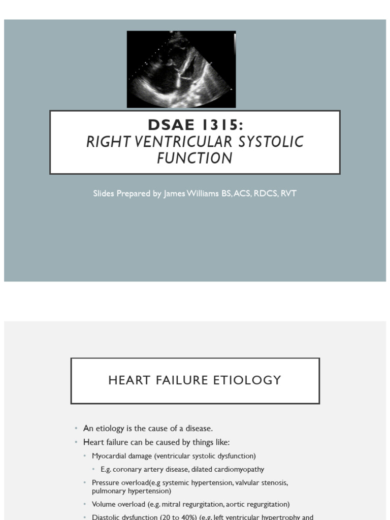 Right Ventricular Systolic Function Overview | PDF | Heart Failure | Heart