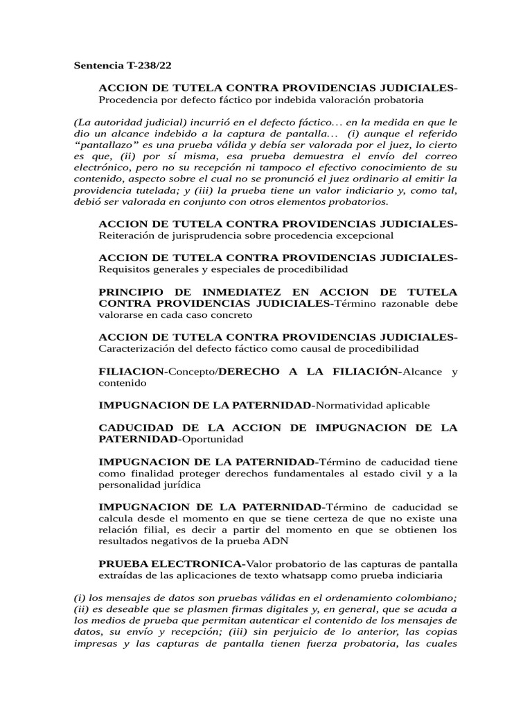 T-238-22 | PDF | Caso de ley | Debido al proceso