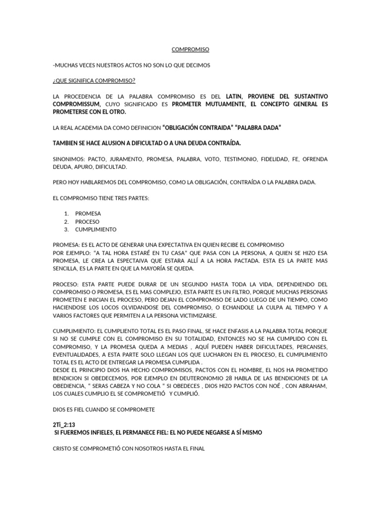 Significado y Claves del Compromiso | PDF | Palabra | Amor