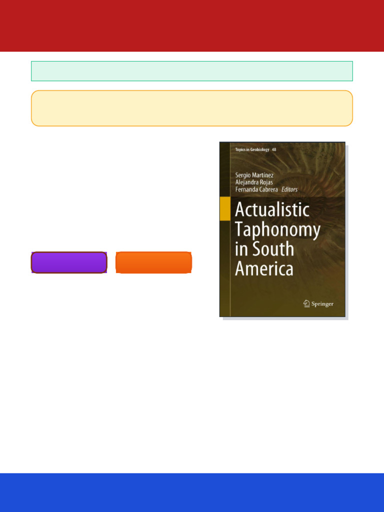 Actualistic Taphonomy in South America Sergio Martínez Ebook Brand-New ...