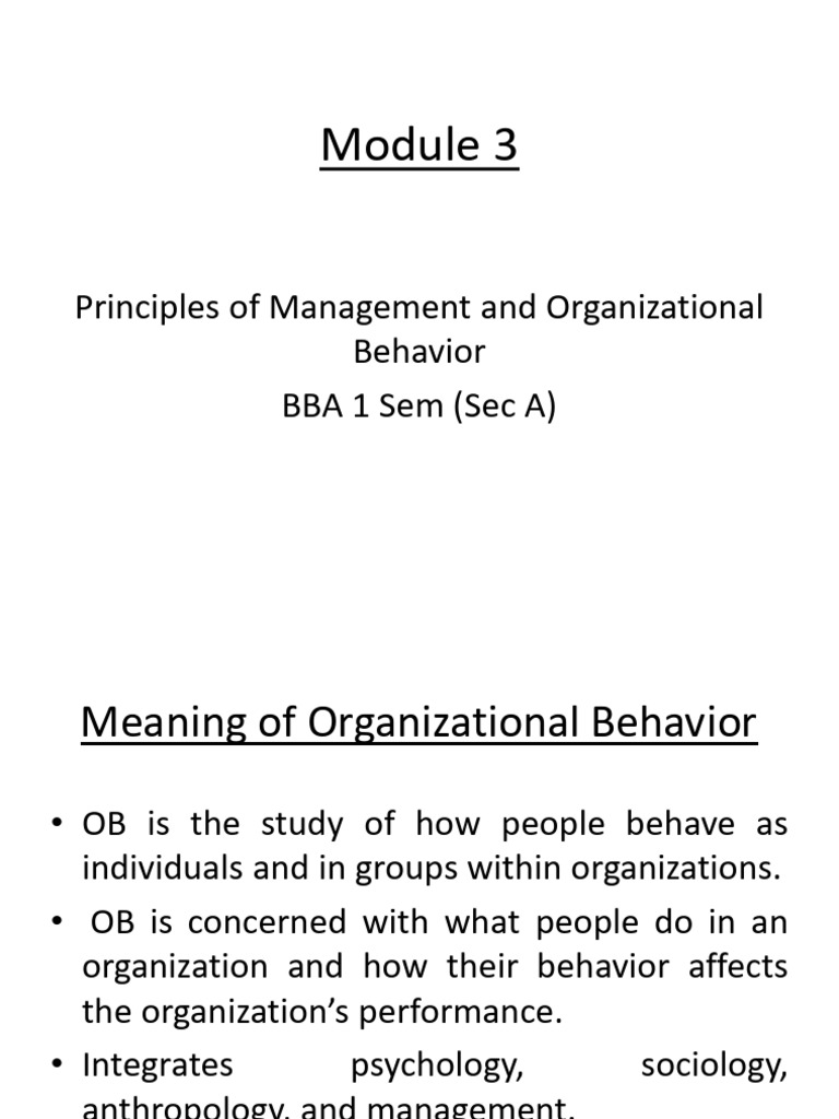 Module 3 - Pom and Ob (Bba 1) | PDF | Extraversion And Introversion ...