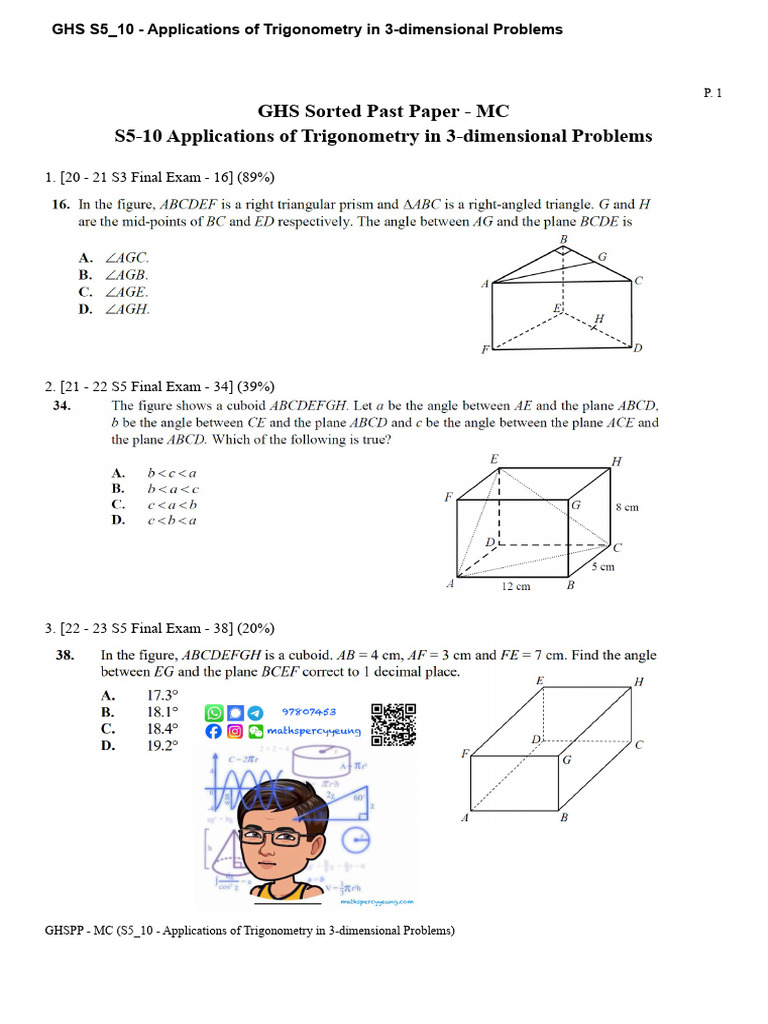 Trigonometry in 3D Problems Exam Prep | PDF | Chess Theory | Chess