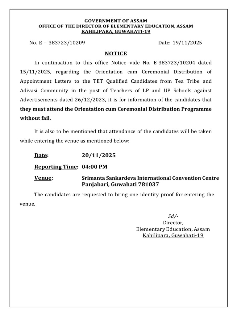 Notice Regarding Attendance Orientation Programme 0 | PDF