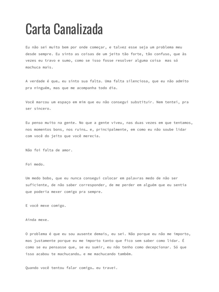 Carta de Amor e Medo de Perda | PDF