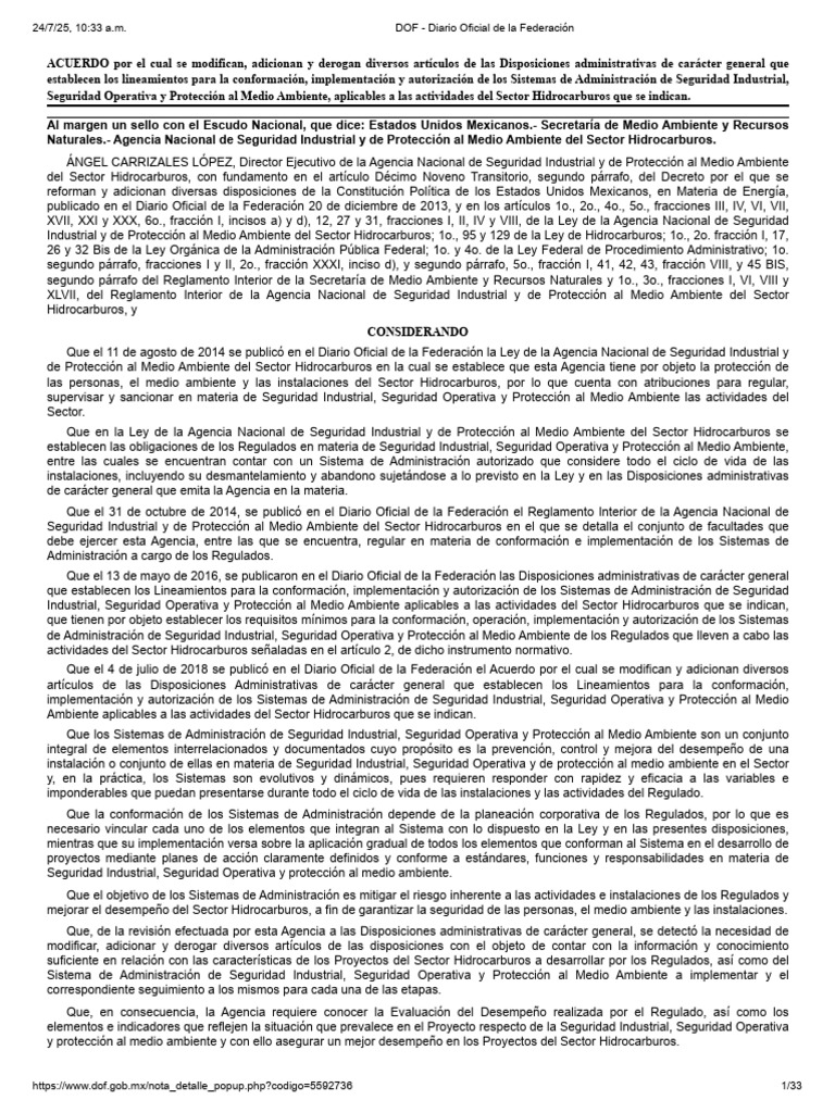Modificaciones a Lineamientos de Seguridad en Hidrocarburos | PDF ...