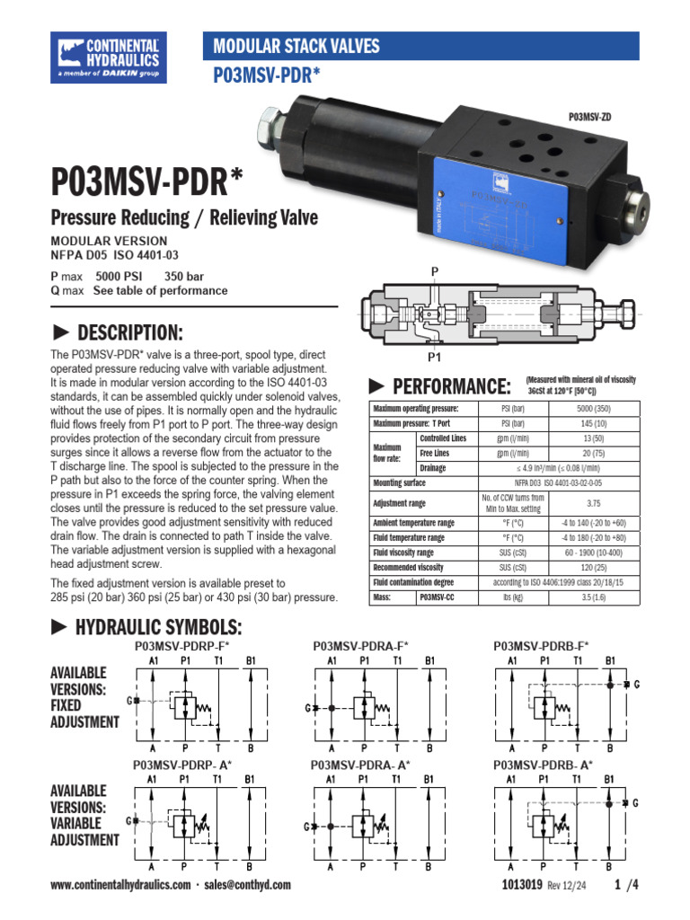 P03MSV-PDR Modular Stack Valves Spec 1013019 Rev12-24 | PDF | Valve ...