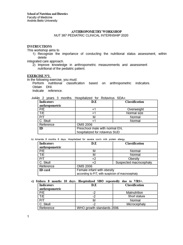 Workshop on Anthropometry and Nutritional Assessment [1500] | PDF ...