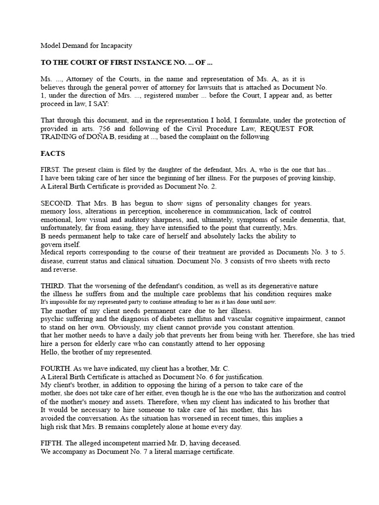 Incapacity Claim for Elderly Care | PDF | Legal Guardian | Public Law