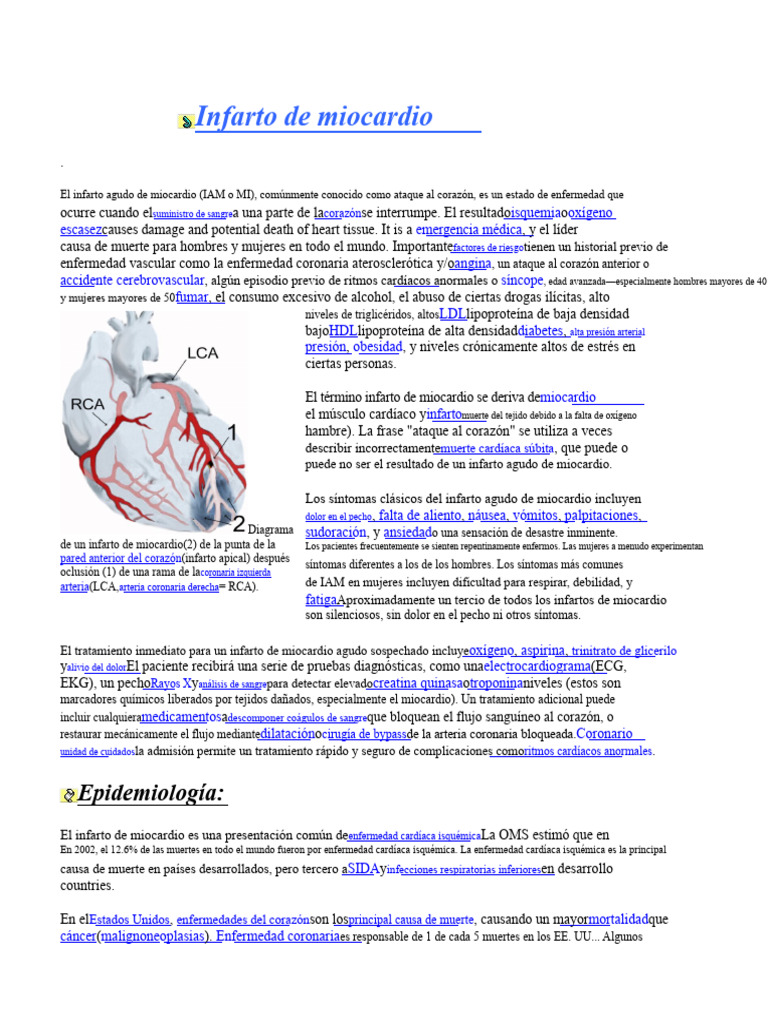 Infarto de Miocardio: Causas y Síntomas | PDF | Infarto de miocardio ...