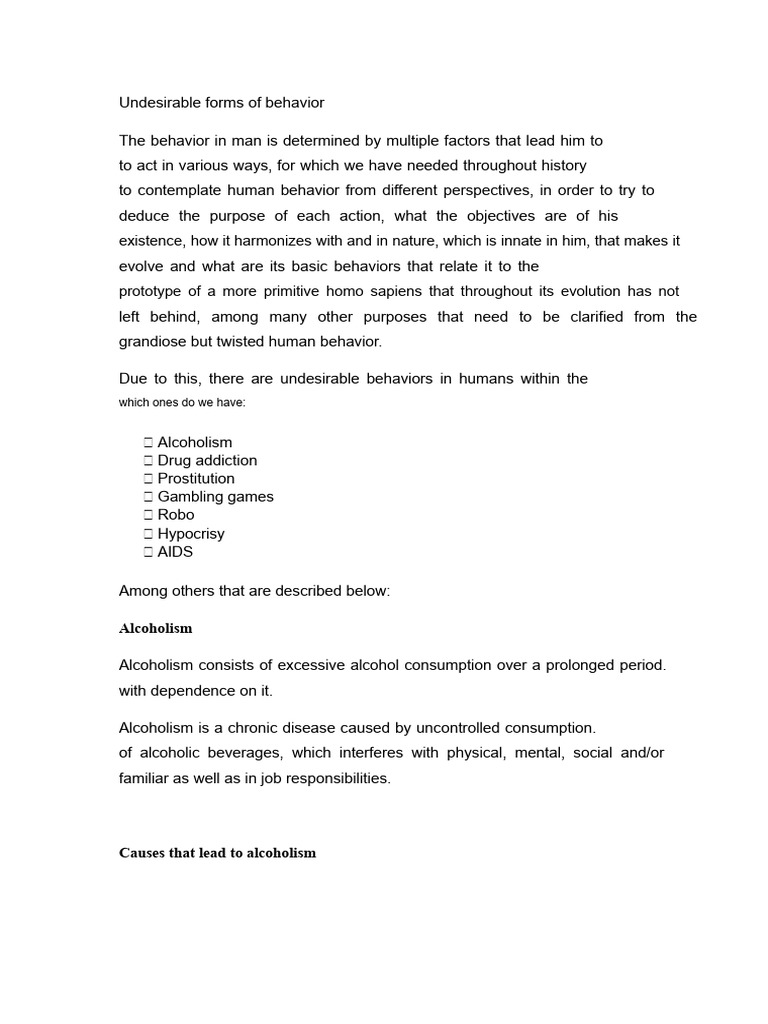 Understanding Undesirable Behaviors | PDF | Sexually Transmitted ...