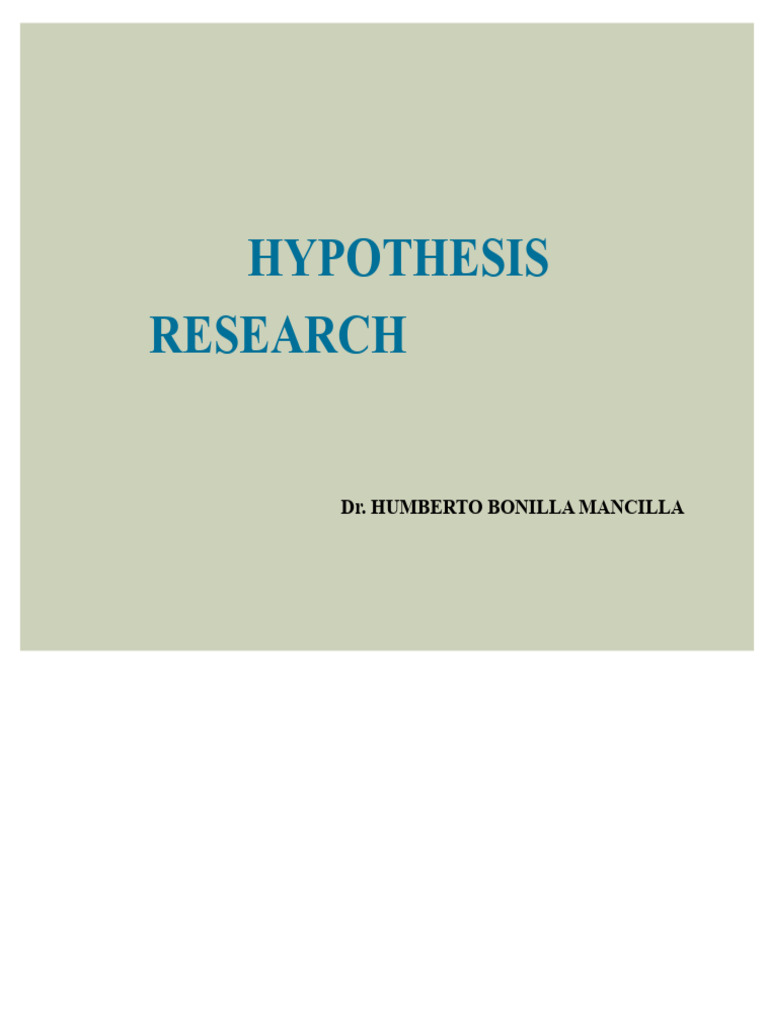 RESEARCH HYPOTHESIS | PDF | Hypothesis | Theory
